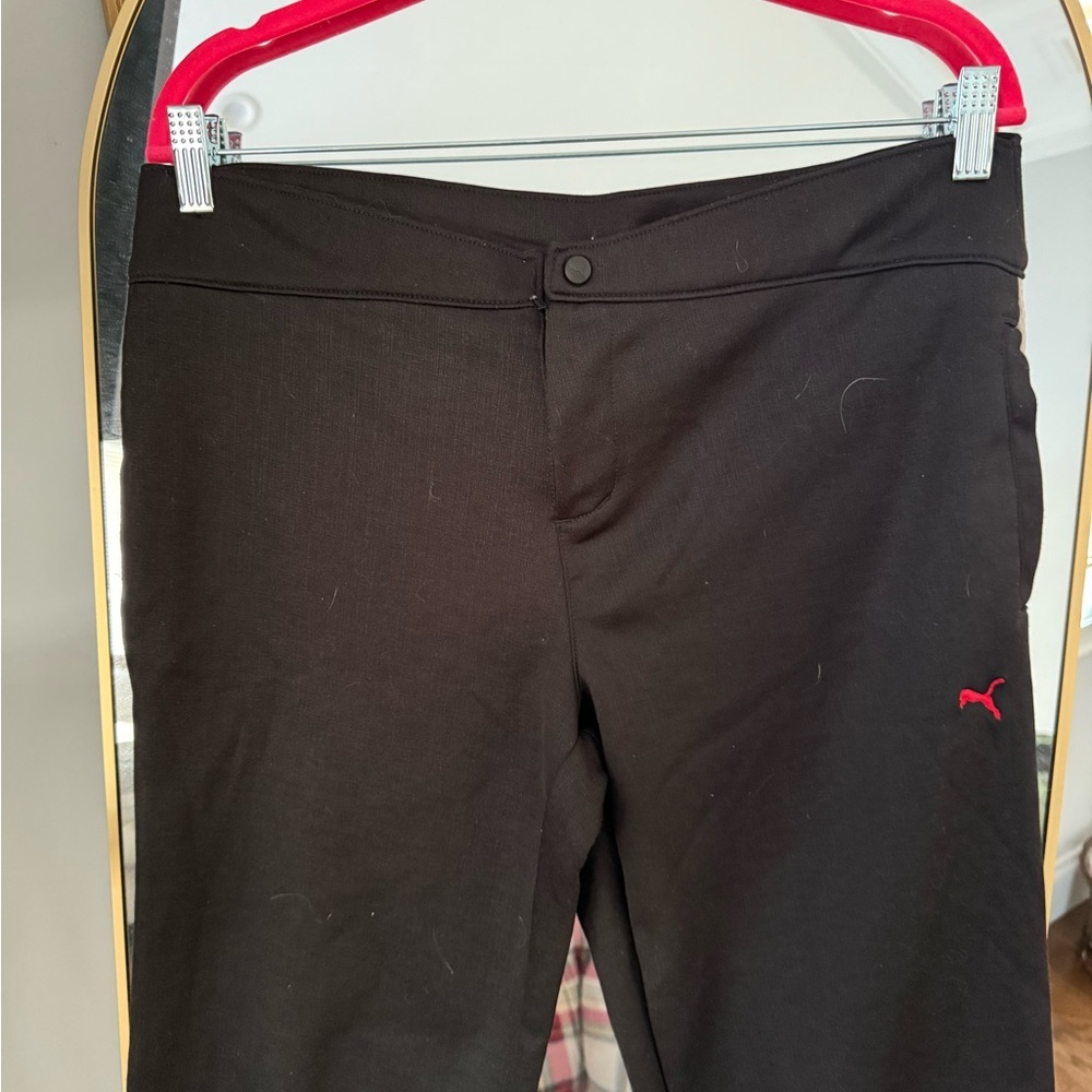 Puma Black Pants with Red Logo and button closure